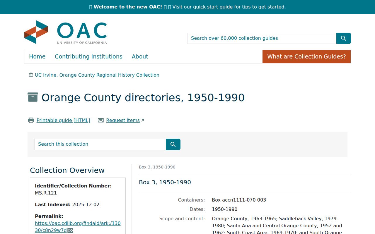 Laguna Hills city directory UCI Orange County directory finding aid