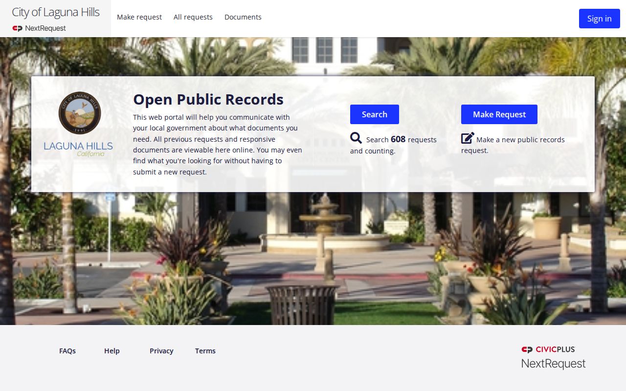 Laguna Hills residents directory city public records request portal