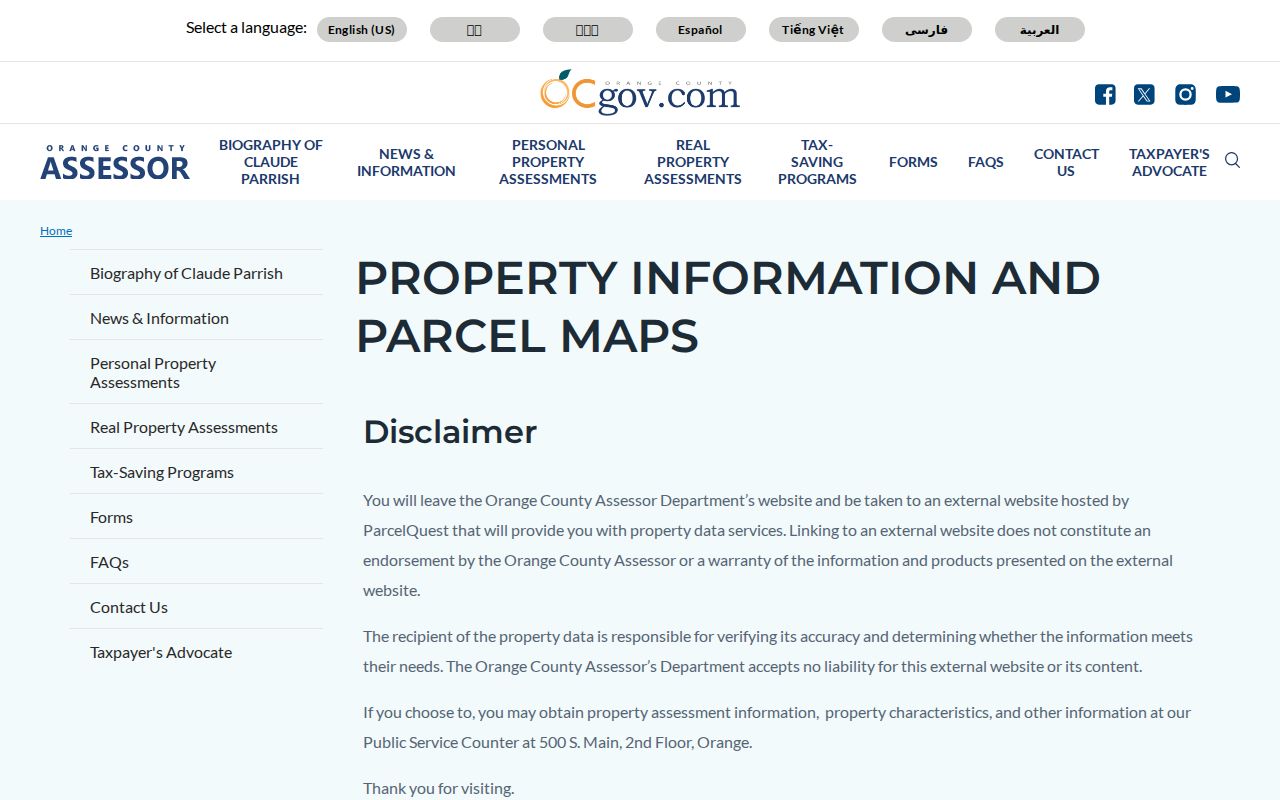 Laguna Hills residents directory Orange County Assessor property gateway