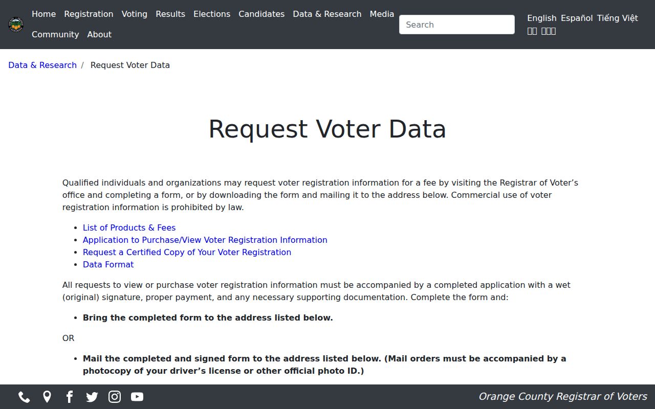 Laguna Hills neighbors regulated Orange County voter data request