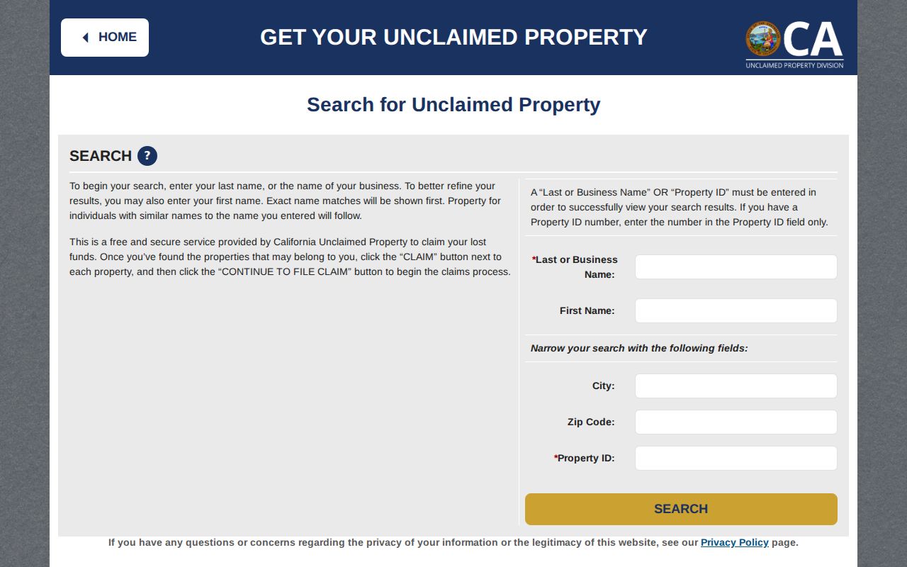 Laguna Hills resident lookup California unclaimed property search