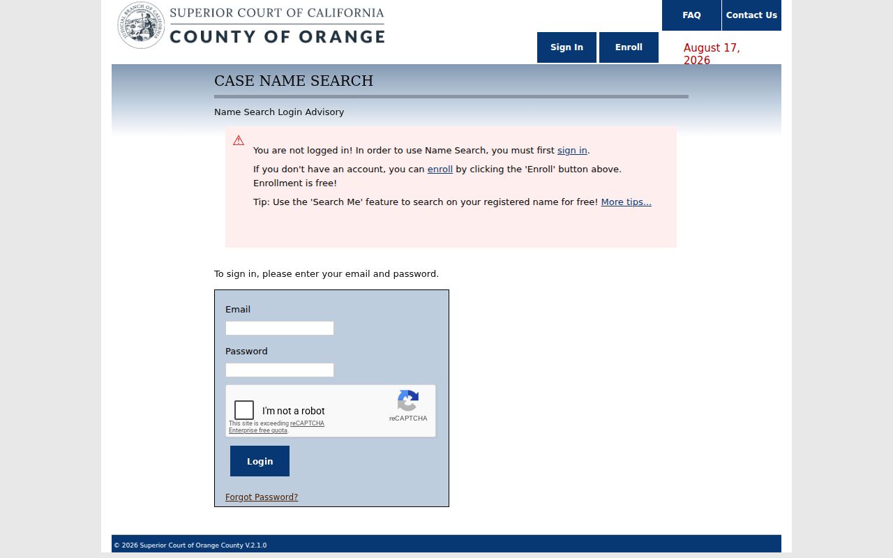 Laguna Hills resident lookup Orange County paid case name search