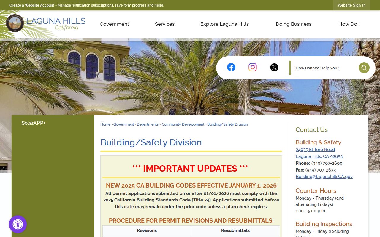 Laguna Hills street directory building permit and legacy record lookup